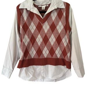 Plaid Sweater Vest with White Shirt